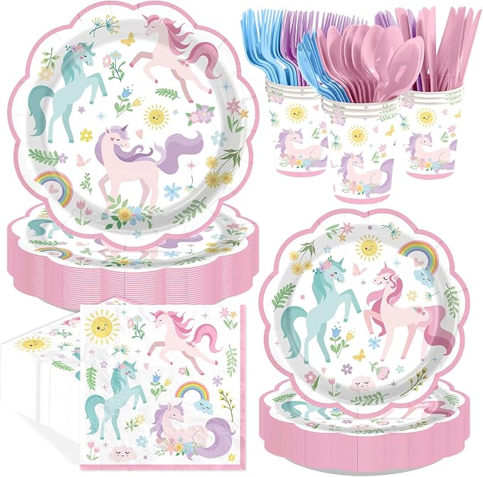 168 Pcs Magical Pastel Unicorn Decorations by Greencian