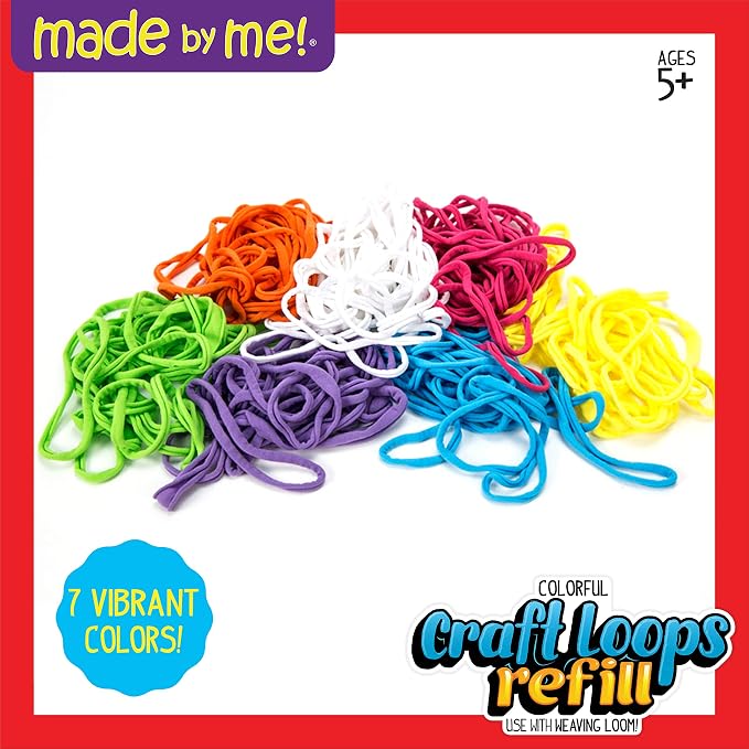 Made By Me Craft Loops Refill, Includes 210 Weaving Loom Loops in 7 Vibrant - Image 2