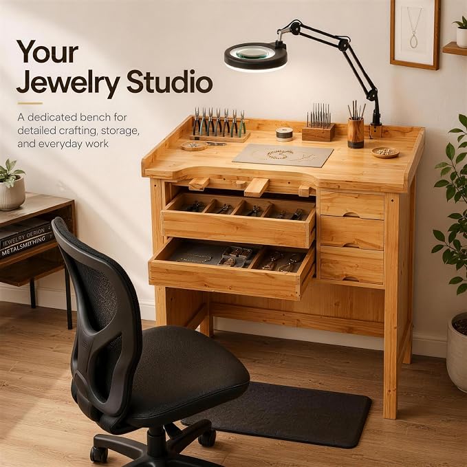 Jewelry Workbench, Heavy Duty Solid Wood Jewelers Bench - Image 9