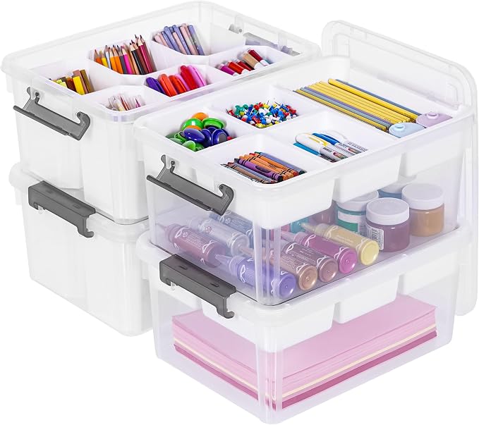 Citylife 17QT 4Packs Clear Craft Organizers and Storage Bins by CITYLIFEHomeOrganization
