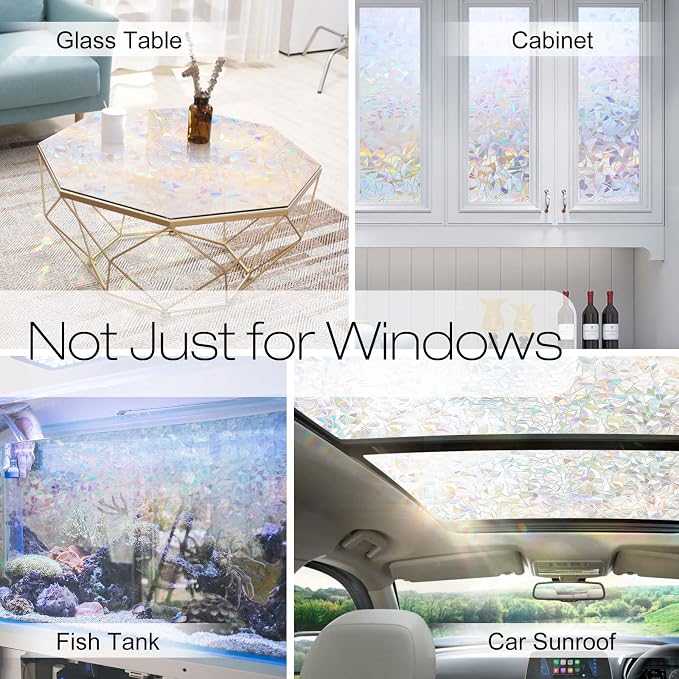 rabbitgoo Window Privacy Film Rainbow Film Decorative Window Sticker, 3D Static - Image 6