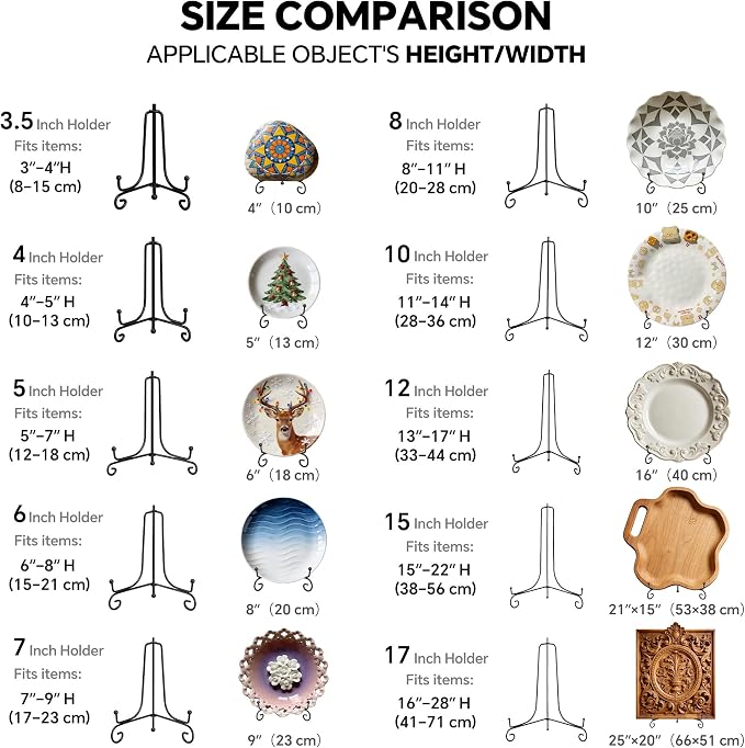 Artliving Plate Stands for Display, 15Inch Black Iron Easel Plate Display Photo - Image 7