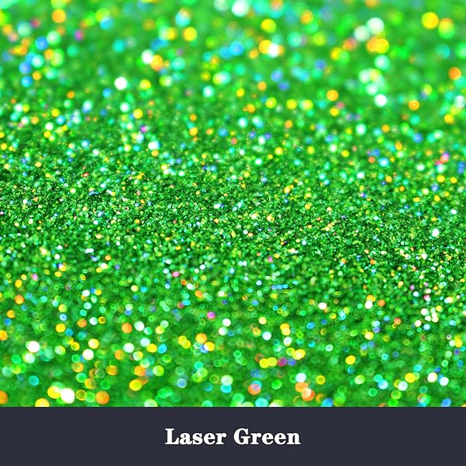 Holographic Fine Glitter for Epoxy Resin DIY Craft,ANGXILIN High Capacity 260g Shaker Bottle Fine Glitter for Nail Art Face Body Make Up,Tumblers Earrings Jewelry Making Fine Glitter (Laser Green)