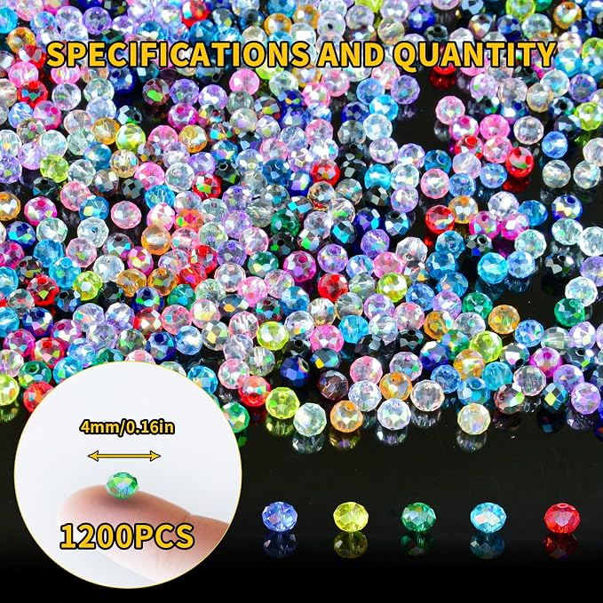 1200Pcs 4mm Colors Random Crystal Glass Beads - Image 2