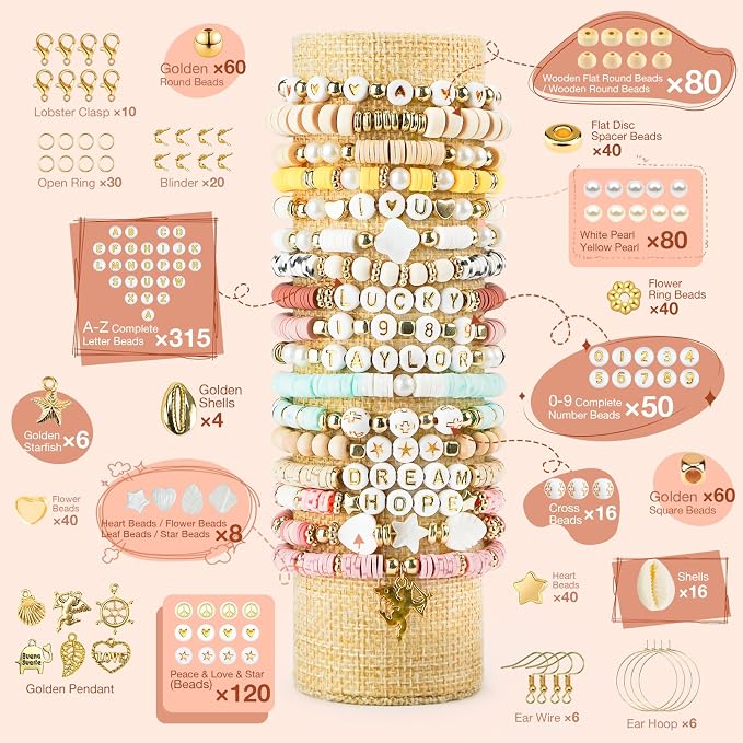 Dowsabel Clay Beads 3 Boxes Bracelet Making Kit, Letter Beads - Image 3