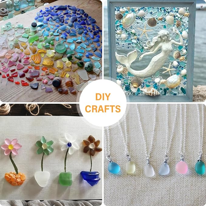 QEQEKAKA Sea Glass Stones for Crafts About 0.5LB Glass Pebbles Gemstones Bulk - Image 6