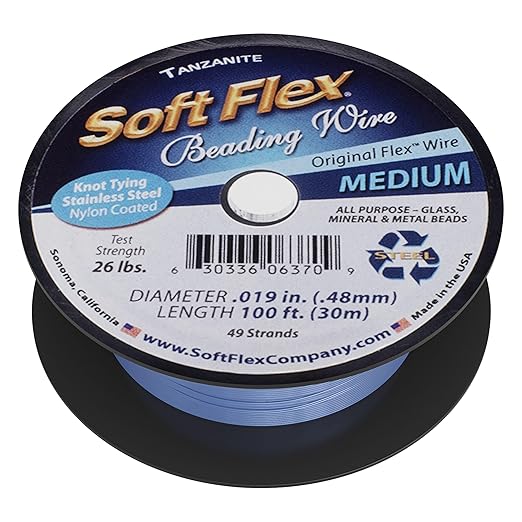 Soft Flex 49 Strand Beading Wire - Medium 0.19 Diameter - 100 Feet Nylon Design Wire