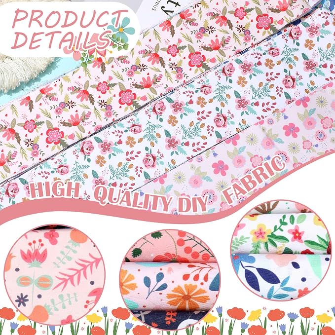 Hosuly 40 Pcs Pink Floral Jelly Fabric - Image 3