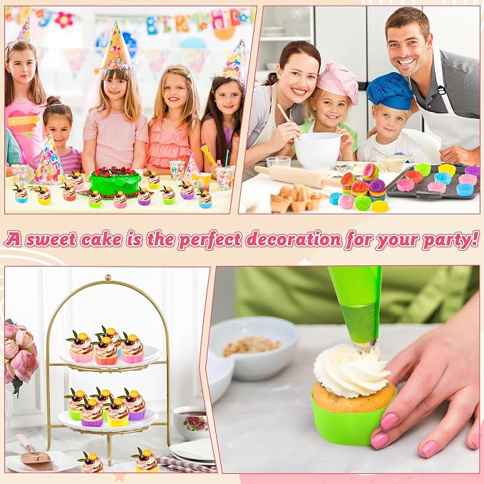 R HORSE 42Pcs Silicone Molds Cupcake 2 Inch Mini Size Reusable Muffins Liners - Image 6