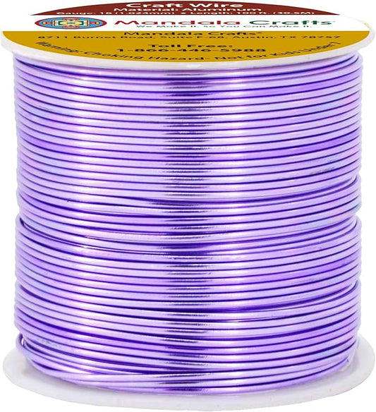 Mandala Crafts 18 Gauge Anodized Aluminum Craft Wire for Jewelry Making - 100 FT Colored Flexible Lavender Wire - Bendable for Bonsai Armature Crafting Sculpting