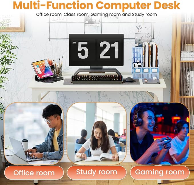 PayLessHere | 39 Inch Computer Desk | White | Office Desk - Image 5