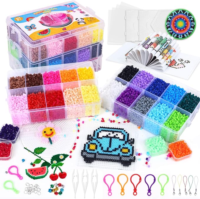 Fuse Beads Kit 24 Colors Melting Beads 21000 Pcs 5mm Beads by QUEFE