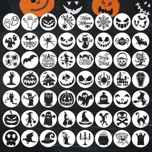 Halloween Stencils for Painting on Wood 3inch Reusable Pumpkin Ghost Face Stencils Boo Trick or Treat Draw Templates for Painting on Wood Slice Tier Tray Fabrics Window Decor