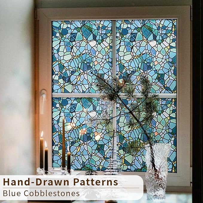 funlife Original Hand-Drawn Privacy Stained Glass Window Film, Reusable Single - Image 7