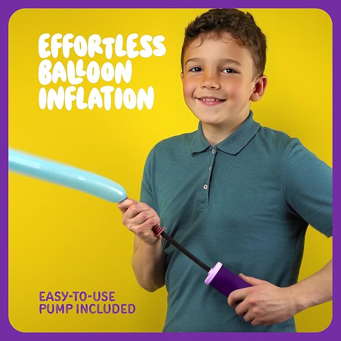Balloon Animal Twisting Kit with Pump for Kids - Boy & Girl Christmas Gift - Birthday Gifts for Girls and Boys - Arts and Crafts for Kid Ages 8-12 - 6 7 8 9 10 11 12 Year Old - Animals Balloons