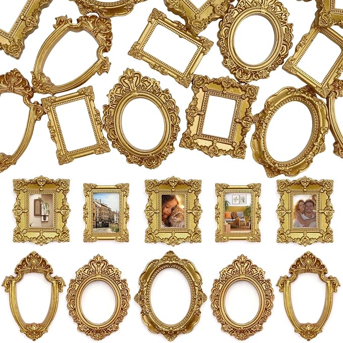 15 PCS Mini Vintage Frames, Tiny Resin Antique Frames, Small Gold picture photo by Unknown
