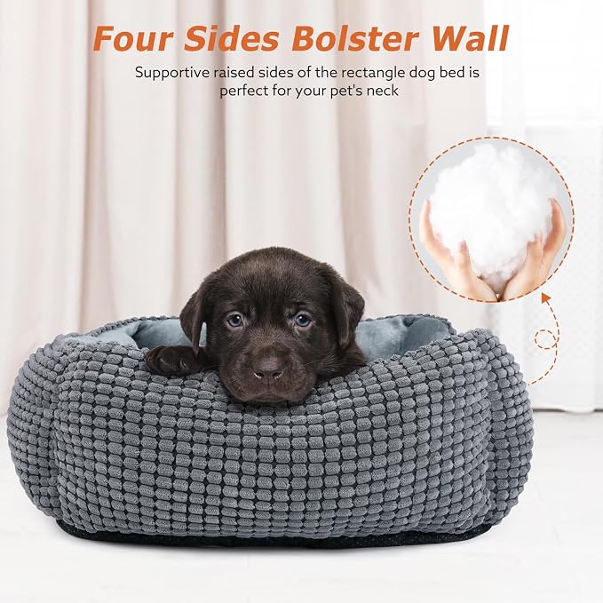 MIXJOY Dog Bed for Large Medium Small Dogs, Rectangle Washable Sleeping Puppy - Image 3