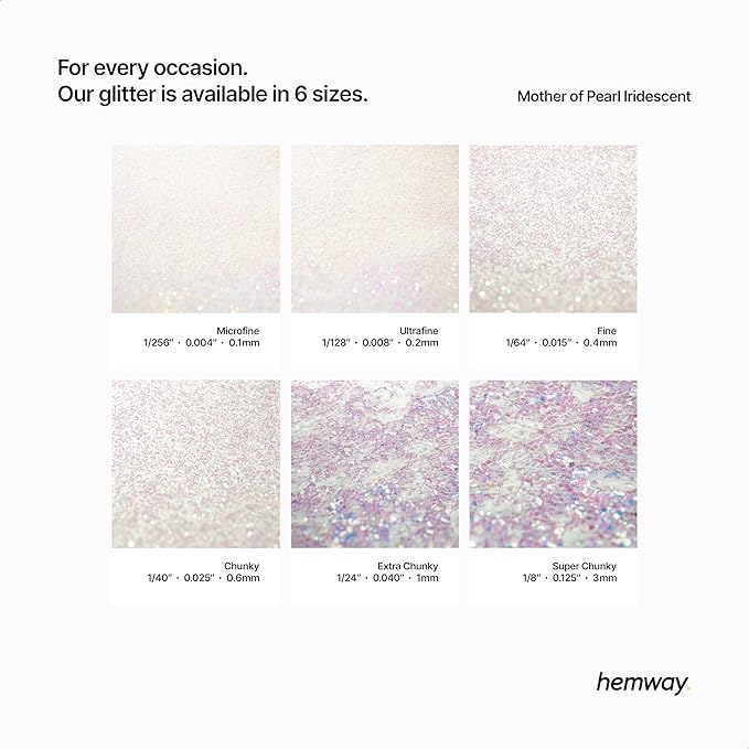 Hemway Polyurethane & Epoxy Resin Glitter 100g / 3.5oz Metallic Crystal Flake Additive for Flooring Jewelry Tumblers Glass Pigment - Extra Chunky (1/24" 0.040" 1mm) - Mother of Pearl Iridescent