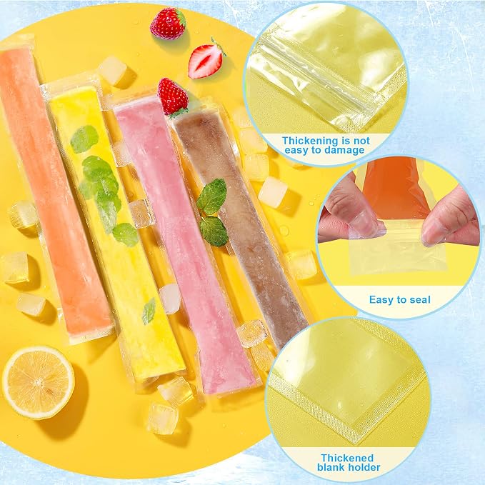 FEBSNOW 120 Disposable Ice Popsicle Mold Bags Freezer Tubes - Image 2