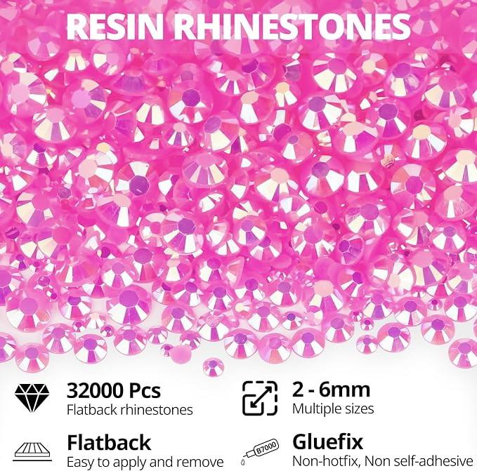 32000Pcs Hot Pink AB Rhinestones - Image 2
