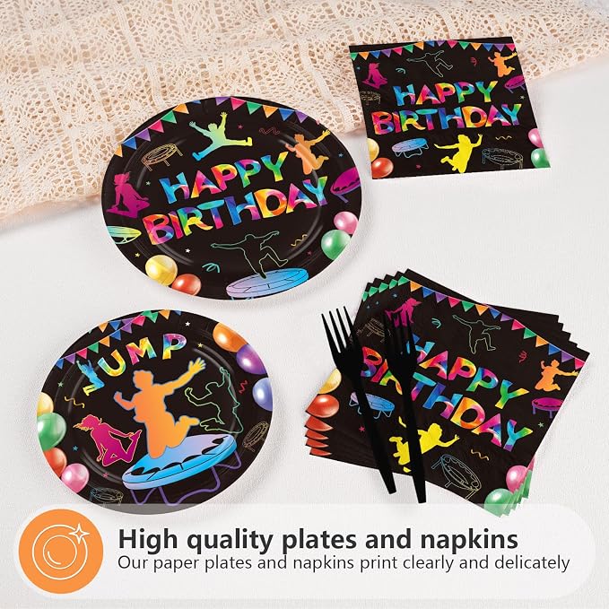 96 Pcs Trampoline Jump Birthday Party Decoration Trampoline Bounce Plates and - Image 4