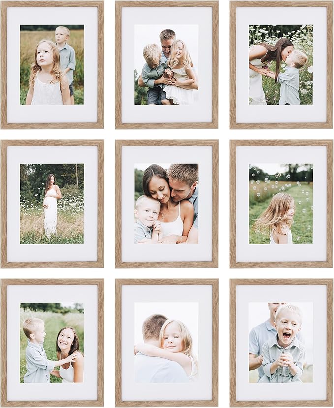 Sheffield Home 9 Piece Gallery Wall Frame Set, 11x14 Inch, Light Natural by SheffieldHome
