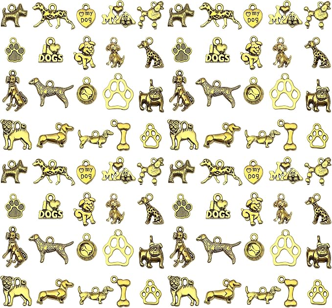 WOCRAFT 60pcs Antique Gold Dogs Charms by WOCRAFT