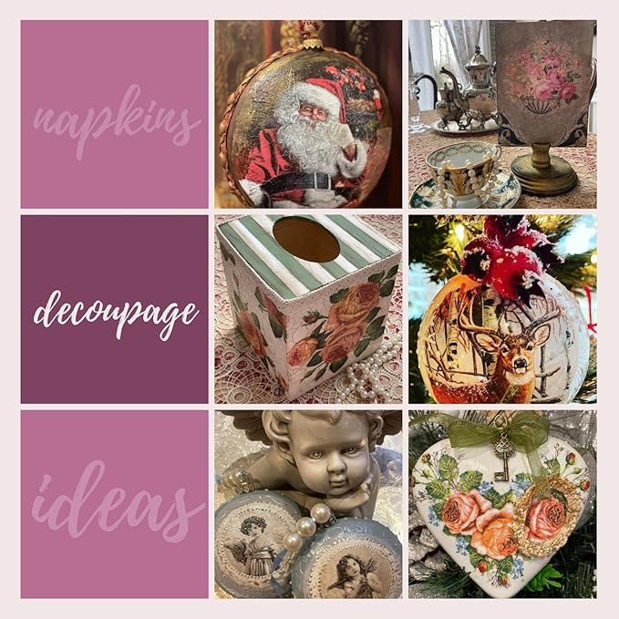 20-ct 13x13 Flowers Paper Luncheon Decoupage Napkins, 3-Ply Servilletas Printed Pink Roses Cocktail Napkin for Art, Dinner and Party, Disposable Napkins Decor