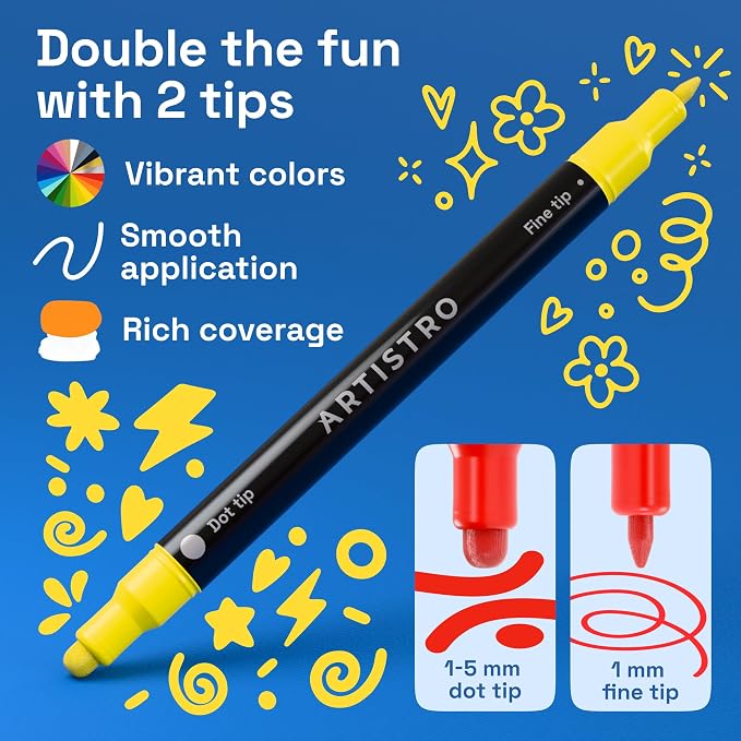 ARTISTRO 120 Precision Dual-Tip Acrylic Paint Markers – Paint Pens Set - Image 3