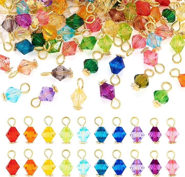 Cheriswelry 100Pcs Faceted Bicone Charms Acrylic Bicone Dangle Earring Charms by Cheriswelry