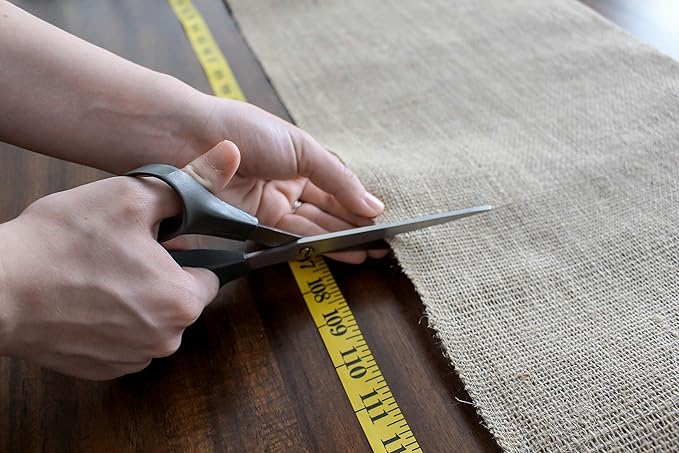 12" x 10yd NO-FRAY Burlap Roll ~ 3 - 5 Table Runners ~ Natural Long Fabric with Finished Edges. Perfect for Weddings, Placemats, Crafts. Decorate Without The Mess!
