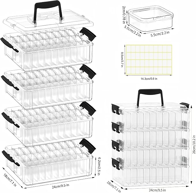 Bead Organizer Box 120 Pcs, 4-Tier Large Capacity Stackable Bead Storage - Image 2