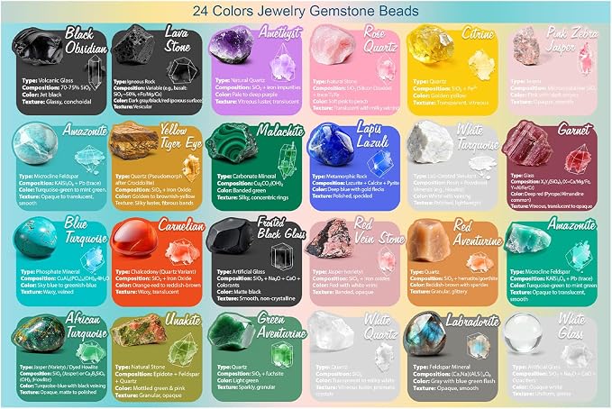 960pcs 24 Colors 6mm Natural Stone Crystals Beads - Image 6