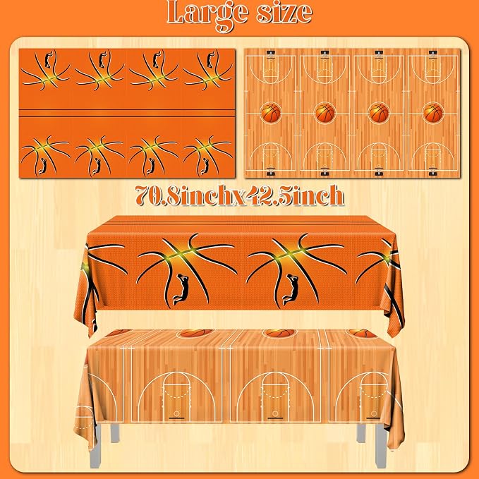 Basketball Party Decorations 2PCS Basketball Plastic Tablecloths Disposable - Image 6