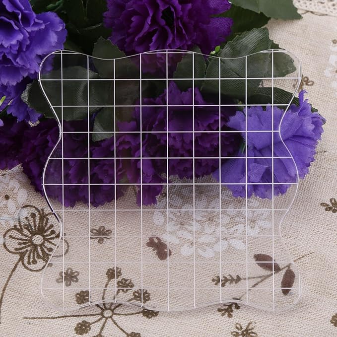 1PC Transparent Acrylic Stamp Blocks with Grid Lines, with Curve Edges Essential Stamping Tools for Scrapbooking Crafts Making,1.97 x 1.97/2.95 x 2.95/3.93 x 3.93 (10x10cm)