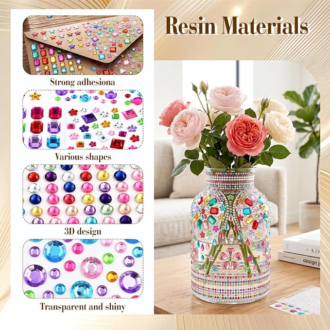 4459 Pcs Gem Stickers Rhinestone Stickers Self-Adhesive Rhinestones Acrylic - Image 5
