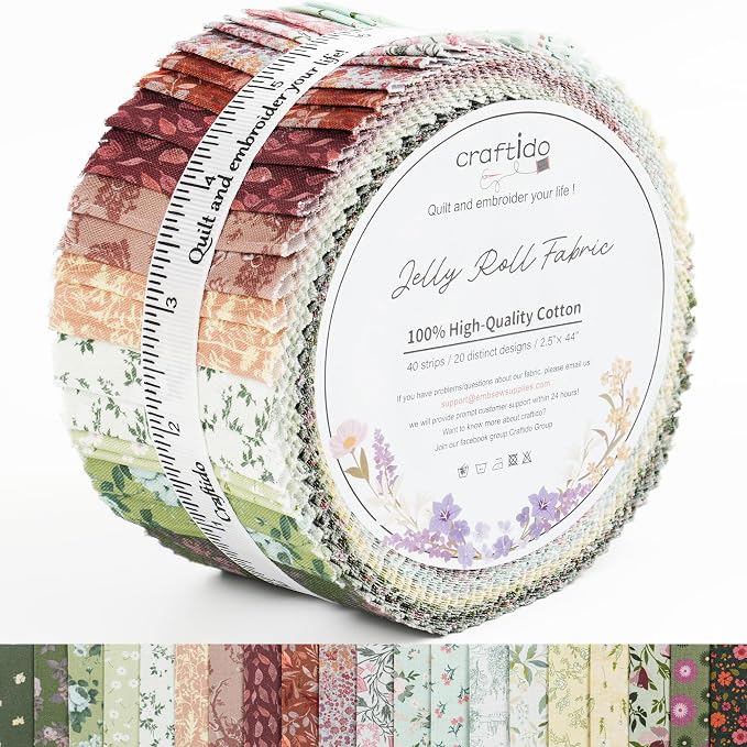Craftido-20 Options-100% Cotton Jelly Roll Fabric Precut Strips by Craftido