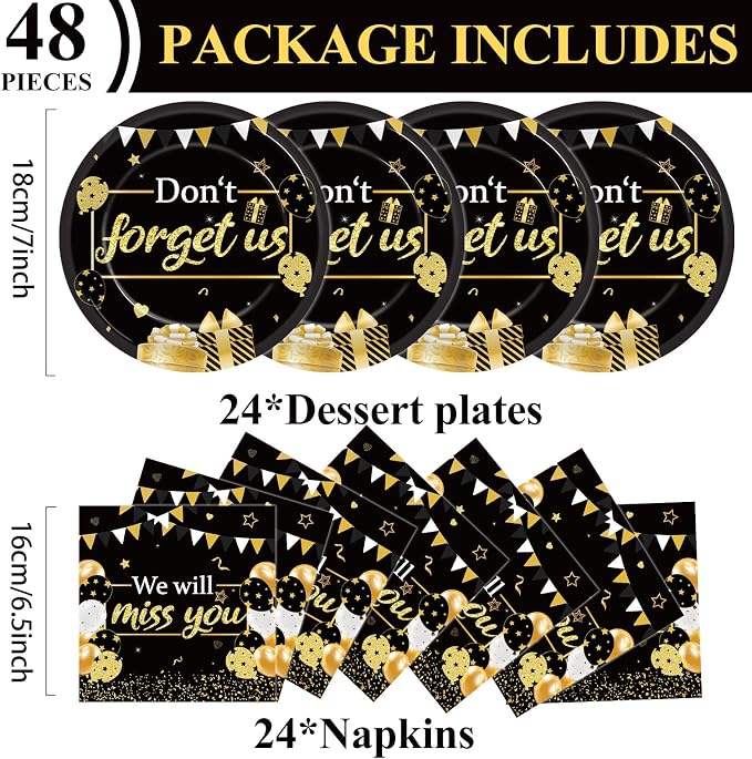 48Pcs We Will Miss You Paper Plates and Napkins Farewell Party Decorations - Image 2