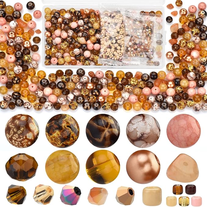 Craft Crystal Beads Jewelry Making Kit, Shade Brown Beads Including 8 Types of by RIRED27