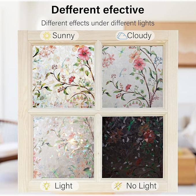 Ranzdn Window Privacy Film, Stained Glass, Static Cling, 23.6" x 78.7" | No - Image 7