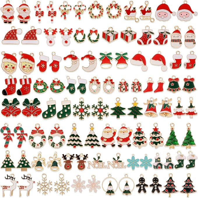 Acejoz 100Pcs 50 Pairs Christmas Charms by ProfessionalDIYArtSupplier