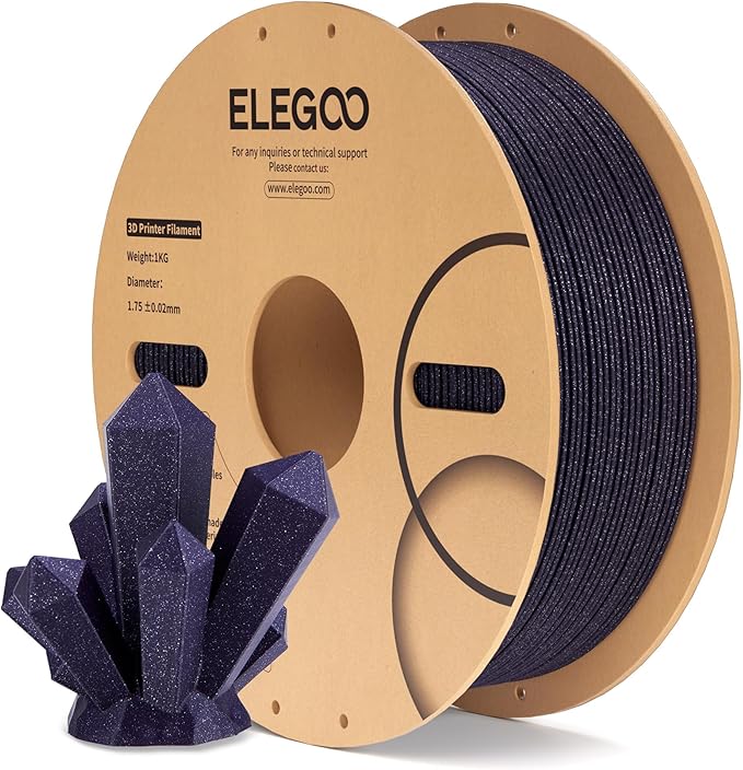ELEGOO PLA Filament 1.75mm Sparkle Purplish Gray 1KG, Glitter Twinkling 3D Printer Filament Dimensional Accuracy +/- 0.02mm, 1kg Spool(2.2lbs) Fits for Most FDM 3D Printers