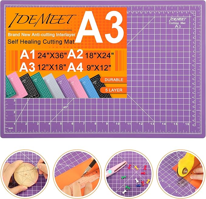 Thickened 18"x12" Self Healing Cutting Mat, Idemeet Rotary Cutting Sewing Mat by IDEMEET