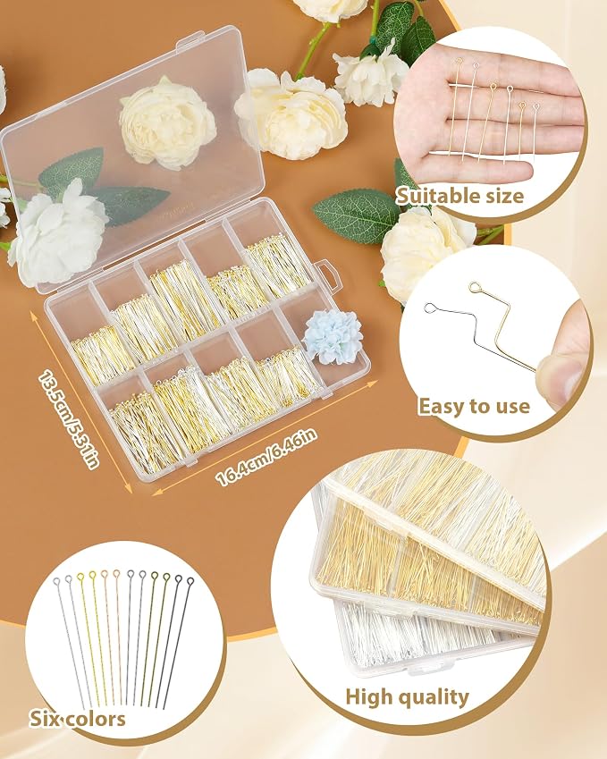 FIVEIZERO 900 PCS Eye Pins and Flat Head Pins - Image 3