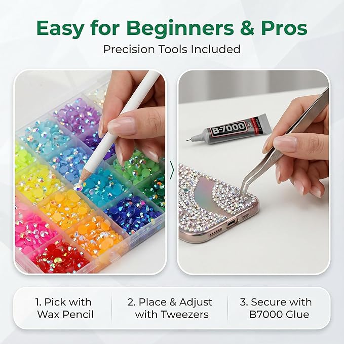 9000Pcs Rhinestones for Bedazzling, 5mm Bedazzler Kit - Image 6