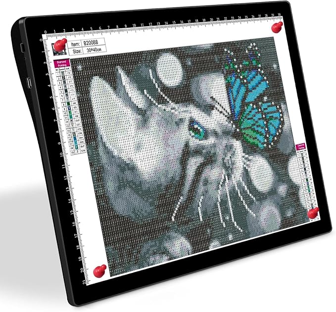 HIUKCOLED A4 Tilt-angle Light Tracing Box with 4 Magnets, 5-level Adjustable Brightness Ultra-thin Light Pad, Battery Powered LED Light Board for Drawing,Diamond Painting,Sketching,X-Ray,Sand Painting
