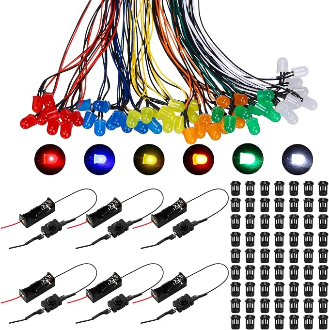 126 Pcs 12v LED Lights Kit, 60 Pre Wired LED Light Emitting Diodes 60 Plastic by Saysurey