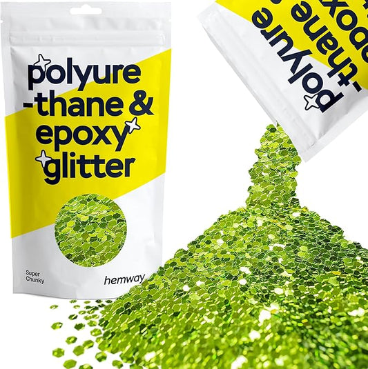 Hemway Glitter for Resin 100g Lime Green Metallic Crystals for Epoxy Craft Super Chunky Flakes Tumblers Wax Melt