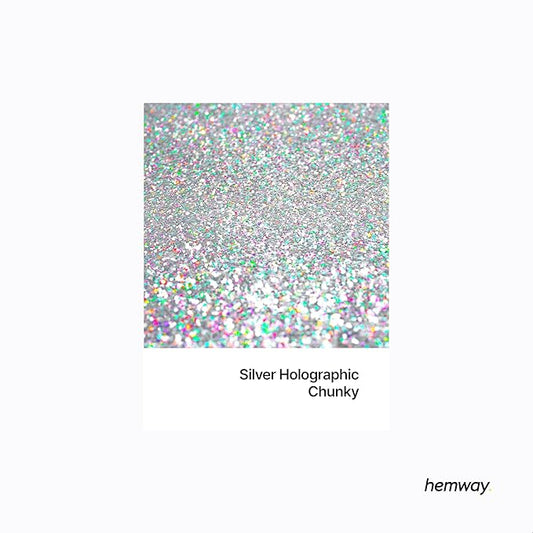 Hemway Polyurethane & Epoxy Resin Glitter 100g / 3.5oz Metallic Crystal Flake Additive for Flooring Jewelry Tumblers Glass Pigment - Chunky (1/40" 0.025" 0.6mm) - Silver Holographic