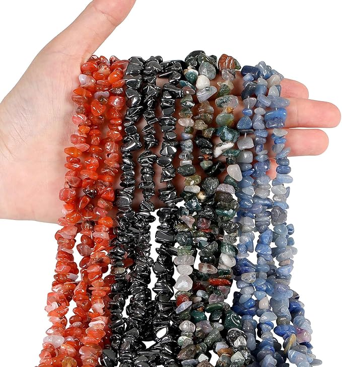 LAIDANLA Black Hematite 400pcs Natural Chip Stone Beads 5-8mm Healing Crystal - Image 3